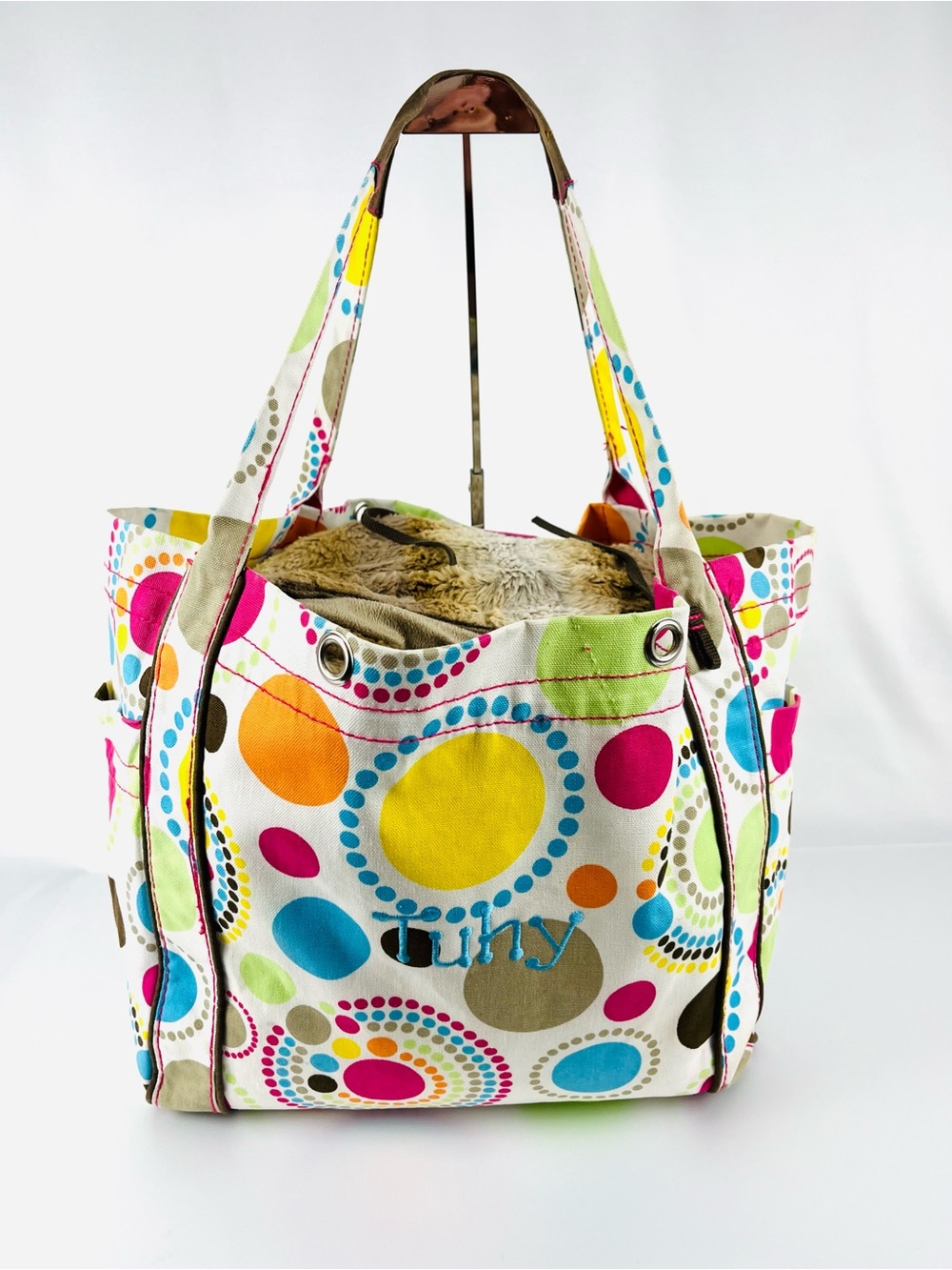Thirty-One Tote-Ally Awesome “Circle Spirals" Retired XL Tote Bag “Tuhy”